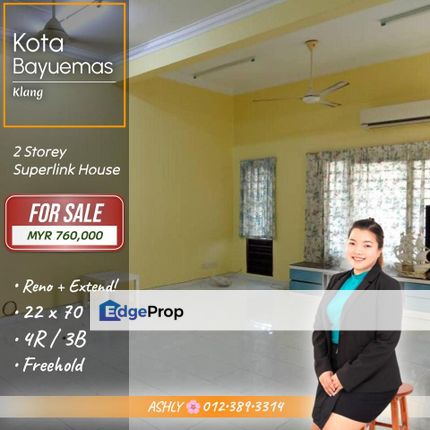 RENO + Extend 🌸 Double Storey Superlink Terrace House for SALE | Kota Bayuemas, Klang  , Selangor, Klang