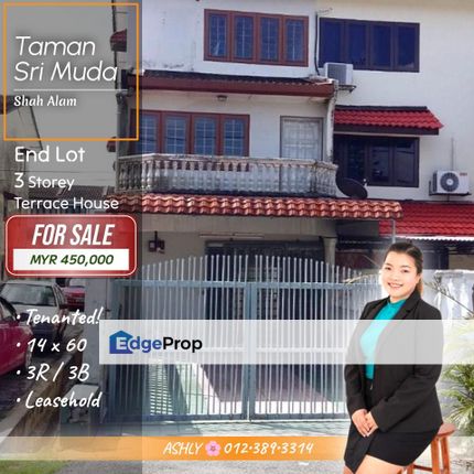 End Lot TENANTED 🌸 3 Storey Terraced House for SALE | Taman Sri Muda, Shah Alam, Selangor, Shah Alam