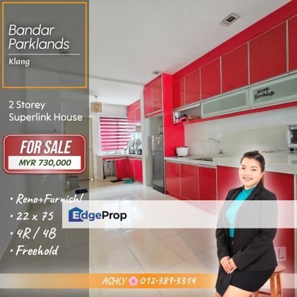 Reno+Furnish ✨ 2 Storey Superlink Terrace House for SALE | Bandar Parklands, Klang , Selangor, Klang