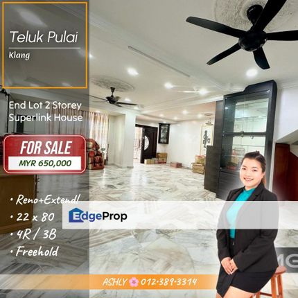 Reno + Extened, located in NON-FLOOD Area ✅ End Lot 2 Storey Terrace House for SALE | Teluk Pulai, Klang  , Selangor, Klang