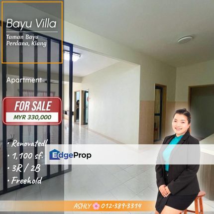 RENOVATED ✨ Apartment for SALE | Bayu Villa, Taman Bayu Perdana, Klang  , Selangor, Klang