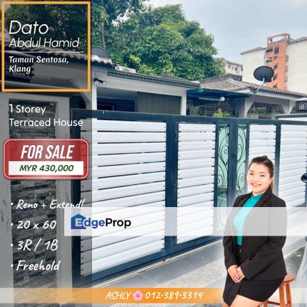 BEST Value 🌟 Single Storey Terrace House for SALE | Dato Abdul Hamid, Taman Sentosa, Klang  , Selangor, Klang