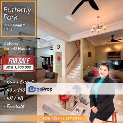 RARE Big Land Unit 🌳 Renovated 2 Storey Semi-D for SALE | Butterfly Park, Bandar Bukit Tinggi 2, Klang  , Selangor, Klang
