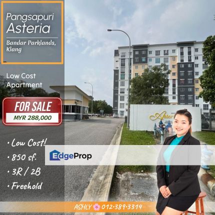 BEST Value Low Cost 🏢 Apartment for SALE | Pangsapuri Asteria, Bandar Parklands, Klang  , Selangor, Klang