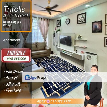 FULLY Renovated 💫 Apartment for SALE | Trifolis Apartment, Bandar Bukit Tinggi 2, Klang, Selangor, Klang