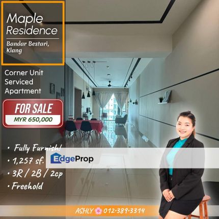 BEST Value 🌟 Fully Furnished Corner Unit for SALE | Maple Residence, Bandar Bestari, Klang, Selangor, Klang