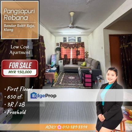 LOW Cost BEST Value 🌟 Low Floor Apartment for SALE | Pangsapuri Rebana, Bandar Bukit Raja, Klang, Selangor, Bandar Bukit Raja