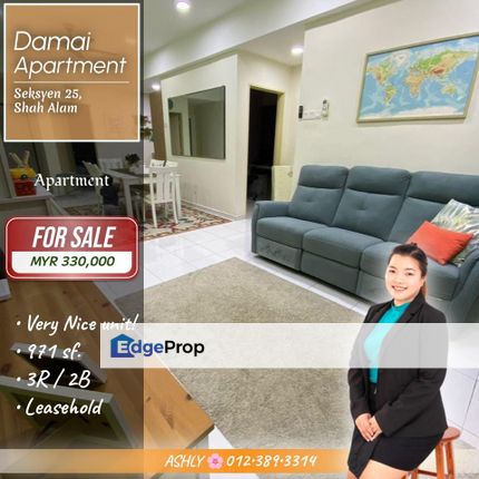 Very NICE Unit 🌸 Fully Furnished Apartment for SALE | Damai Apartment, Seksyen 25, Shah Alam, Selangor, Shah Alam