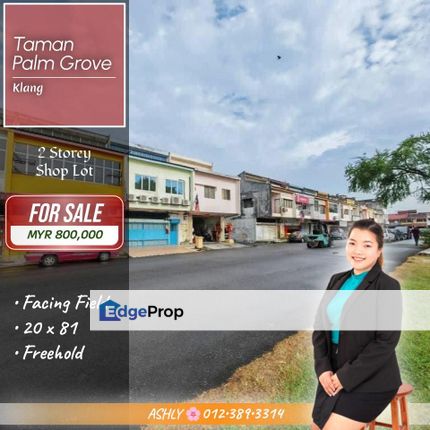 RARE Facing Field Unit 🌳 2 Storey Shoplot for SALE | Taman Palm Grove, Klang, Selangor, Klang