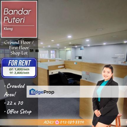 Ground Floor + First Floor Rental 💼 3 Storey Shoplot for RENT | Bandar Puteri, Klang, Selangor, Klang