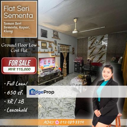 FULL Loan LOW Cost 💲 Ground Floor Flat for SALE | Taman Seri Sementa, Jalan Kapar, Klang, Selangor, Klang