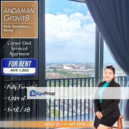 FULLY Furnish 🛋️ Corner Serviced Residence for RENT | Andaman @ Gravit8, Kota Bayuemas, Klang, Selangor, Klang