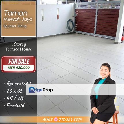 Re-Open Grab Now! 4 Bedrooms House 🌸 Single Storey Terrace House for SALE | Taman Mewah Jaya, Kampung Jawa, Klang, Selangor, Klang