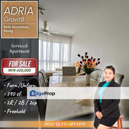 With or Without FULLY Furnish 🌸 Adria Residences @ Gravit8, Kota Bayuemas, Klang | Serviced Apartment for SALE, Selangor, Klang