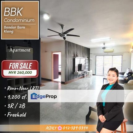 Reno + Furnish + Near LRT! 🌸 Apartment for SALE | BBK Condominium, Bandar Baru Klang, Selangor, Klang