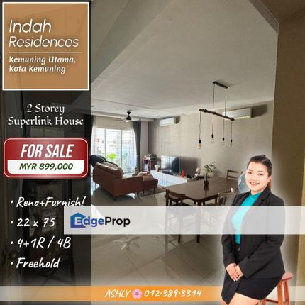 Renovated + Semi-Furnished  ✨ Double Storey Terrace House for SALE | Indah Residences, Kemuning Utama, Shah Alam, Selangor, Shah Alam