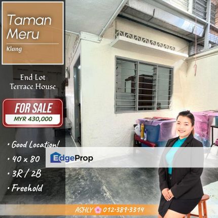 Good Location 🌸 End Lot Single Storey Terrace House for SALE | Meru, Klang, Selangor, Klang