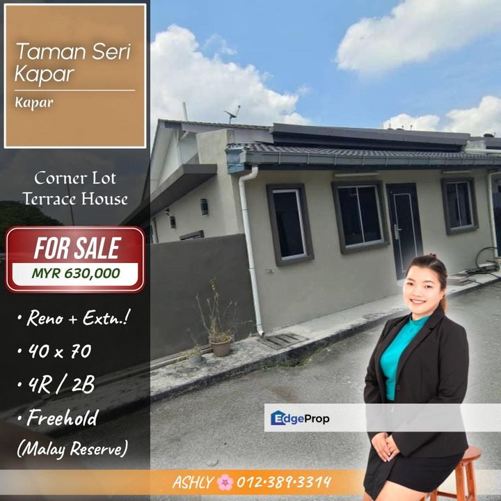 Ay314 Renovated Malay Reserved Unit 🌸 Corner Lot Single Storey Terrace House for SALE | Taman Seri Kapar, Klang, Selangor, Kapar 