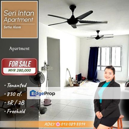 Ay314 TENANTED 🌸 Apartment for SALE | Pangsapuri Seri Intan, Setia Alam, Shah Alam, Selangor, Setia Alam/Alam Nusantara