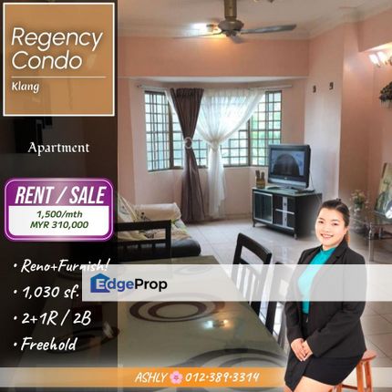 ✨ Renovated + Fully Furnished ✅ Condominium for SALE / RENT | Regensi Regency, Klang, Selangor, Klang