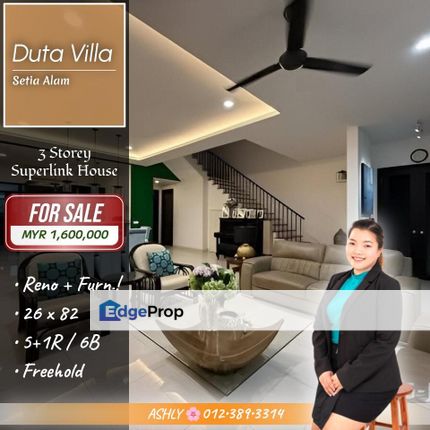 Fully Renovated + Spacious Layout ✅️ 3-Storey Superlink for SALE | Duta Villa @ Setia Alam, Selangor, Setia Alam/Alam Nusantara