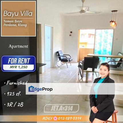 (Ay314) Partial Furnished + Renovated ✅ Apartment for RENT | Bayu Villa, Taman Bayu Perdana Klang, Selangor, Klang