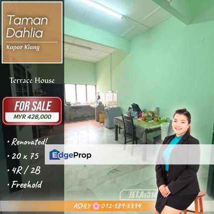 Next to WCE Highway + Near New Hospital ✅️ 1-Storey Terrace House for SALE | Taman Dahlia, Kapar, Selangor, Kapar 