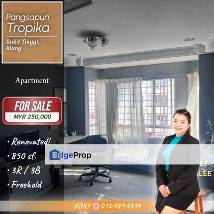 Renovated + Partly Furnished ✅️ Apartment for SALE | Pangsapuri Tropika, Bandar Bukit Tinggi, Selangor, Port Klang