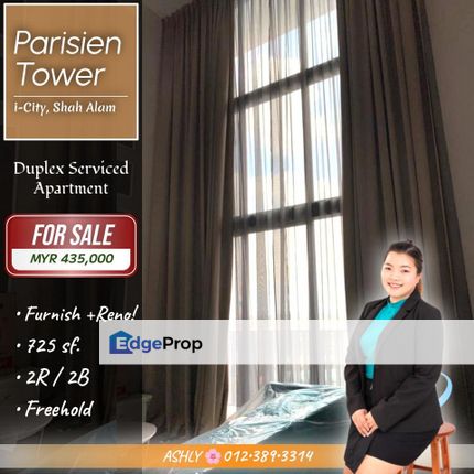 Fully Renovated + Fully Furnished ✅️ Duplex Apartment for SALE | Parisien Tower, i-City 全面装修 + 全带家私 ✅️ 双层公寓出售 | Parisien Tower, i-City, Selangor, Shah Alam