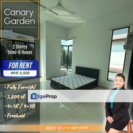 Fully Furnished + Gated & Guarded ✅️ 2 Storey Semi-D House for RENT | Bandar Bestari, Canary Garden, Klang 全带家私 + 有围篱与保安 ✅️ 双层半独立屋 出租, Selangor, Klang