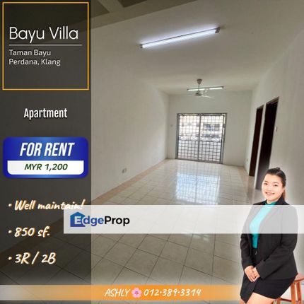 Well Maintained + Strategic Location ✅️ Apartment for RENT | Bayu Villa, Taman Bayu Perdana 维护良好 + 黄金地段 ✅️ 公寓出租 | Bayu Villa, Taman Bayu Perdana, Selangor, Klang