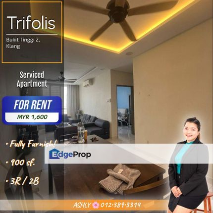 Fully Furnished + Gated & Guarded ✅️ Serviced Apartment for RENT | Trifolis @ Bandar Bukit Tinggi 2 全带家私 + 有围篱与保安 ✅️ 服务式公寓 出租, Selangor, Klang