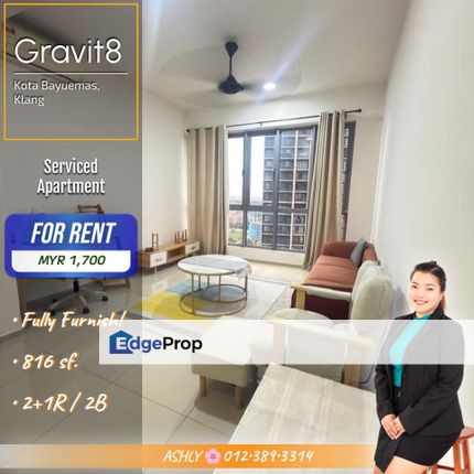 Fully Furnished + 2 Car Parks ✅️ Serviced Apartment for RENT | Gravit8 Kota Bayuemas Klang 格拉维特8 公寓 巴友益马斯港口 | 全带家私 + 2 车位 ✅️ 服务式公寓 出租, Selangor, Klang