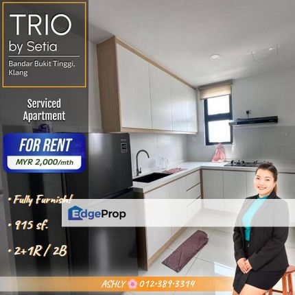 Fully Furnished + 2 Car Parks ✅️ Serviced Apartment for RENT | Trio by Setia, Bandar Bukit Tinggi 武吉丁宜镇 | 全带家私 + 双车位 ✅️ 服务式公寓 出租, Selangor, Bandar Botanic/Bandar Bukit Tinggi