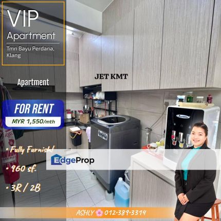 Fully Furnished + Move-in Ready ✅ Apartment for RENT | Vista Indah Putra (VIP) Taman Bayu Perdana, Klang 吧生高阳苑 | 全带家私 + 拎包入住 ✅ 公寓出租, Selangor, Klang