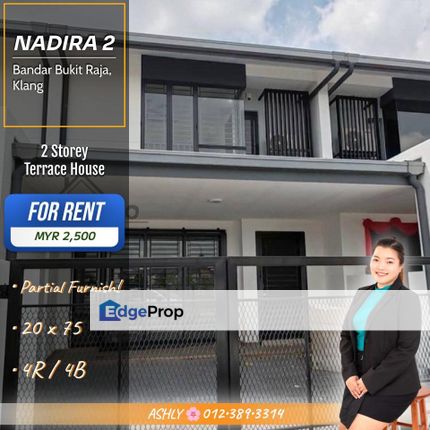 Move-In Ready | Partial Furnished ✅️ Double Storey Terrace for RENT | NADIRA 2, Bandar Bukit Raja, Klang 拎包入住 | 带部分家私 ✅️ 双层排屋 出租 | 巴生, 武吉拉惹镇 Nadira 2, Selangor, Klang