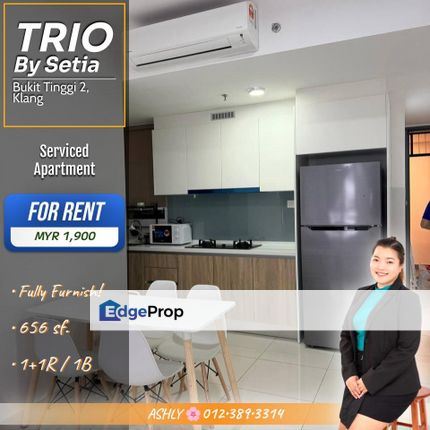 Stylish City Living + Fully Furnished Comfort 🛋️ Serviced Apartment for RENT | Trio by Setia, Bandar Bukit Tinggi 2, Klang 全带家私舒适入住 🛋️ 服务式公寓 出租, Selangor, Bandar Botanic/Bandar Bukit Tinggi