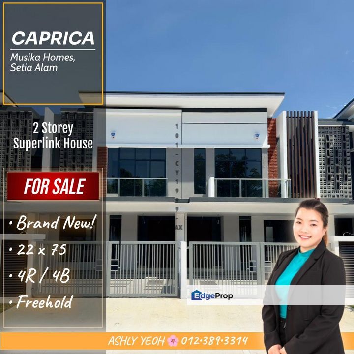 🎶 Melodic Modern Haven 🪶 Solar & Smart Living 🏘️ Double Storey Superlink for Sale in Caprica, Musika Homes, Setia Alam │ 实达阿南卡普里卡乐章现代双层排屋出售, Selangor, Setia Alam/Alam Nusantara
