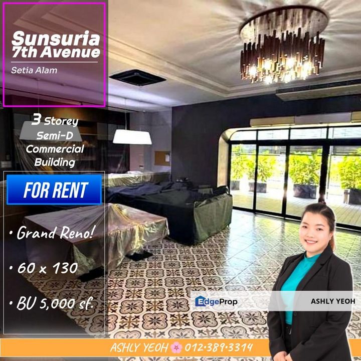🏬 Fully Renovated Unit 🛎️ Business Ready 🏬 3 Storey Commercial Building for RENT @ 7th Avenue, Setia Alam │ 精装修商业楼 即租即用 出租, Selangor, Setia Alam/Alam Nusantara
