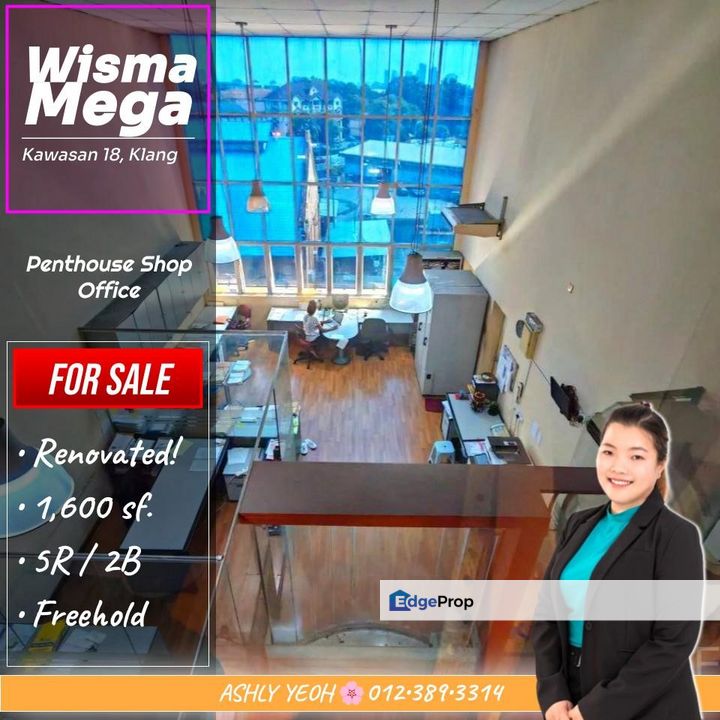 ▌🎯 Prime Opportunity 📈 High ROI 💻 Penthouse Office for Sale @ Wisma Mega, Klang │ 投资首选 • 阁楼办公室 待售, Selangor, Klang