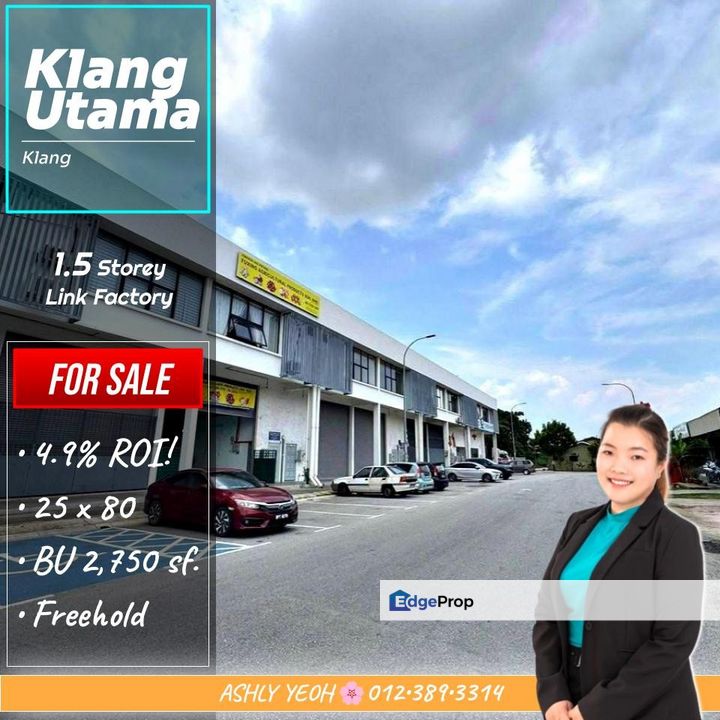▌💵 Tenanted Income 💎 Premium Asset 🏭 Link Factory for Sale @ Taman Klang Utama │ 巴生卫星市 • 工厂 待售, Selangor, Klang