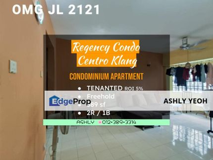 ROI 5% Investment Opportunity that you won't want to miss! Regency Condominium Klang apartment for sale!, Selangor, Klang