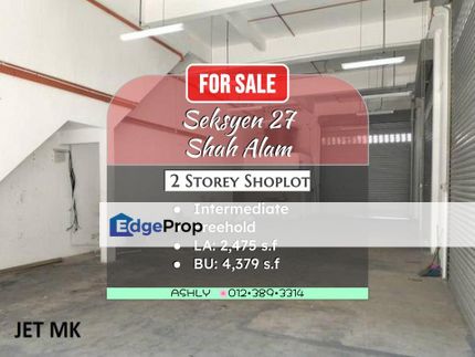 ENDLOT 2 Storey Shop Lot - Office for Sale @ Seksyen 27, Shah Alam, Selangor # Commercial Property, Selangor, Shah Alam