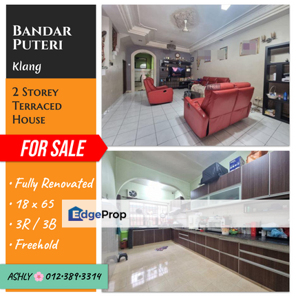 🌸Full Reno + Extend 🌟 2 Storey Terraced House 🏠 for Sale  📍 Bandar Puteri , 41200 Klang , Selangor, Selangor, Klang