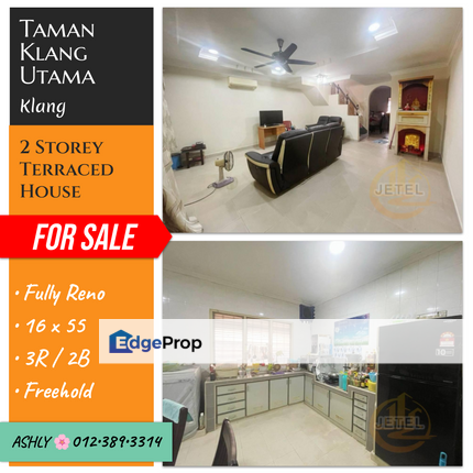 Renovated ⬆️ 2 Storey Terraced House 🏡 for Sale  📍 Taman Klang Utama , off Jalan Kapar , 42100 Klang , Selangor, Selangor, Klang