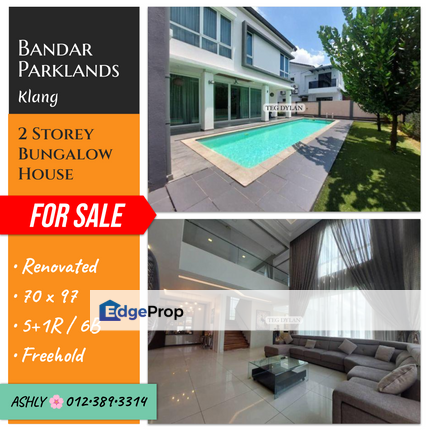 🆔 Renovation v Swimming Pool 🏊‍♀ 2 Storey Bungalow House for Sale  📍 Bandar Parklands ,  42000 Klang , Selangor, Selangor, Klang