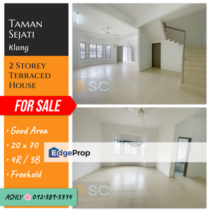 🌸 GOOD Area 2 Storey Terrace House for Sale  📍 Taman Sejati (Jalan Bendahara), 41200 Klang, Selangor, Selangor, Klang