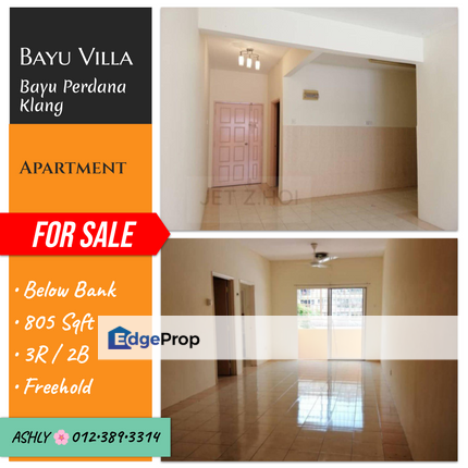 🌸Best Value 🔝 Apartment House for Sale or Rent  📍 Bayu Villa , Taman Bayu Perdana ,  41200 Klang , Selangor, Selangor, Klang