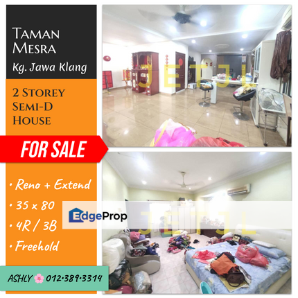 🌸 Renovated Double Storey Semi-D House 🏡 for Sale  📍 Taman Mesra, Kampung Jawa, 41200 Klang, Selangor, Selangor, Klang