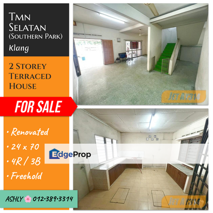 🌸 24x70 House 🏡 for Sale ( Rumah untuk dijual ) 2 Storey Terrace Facing Playground 🌳  📍 Taman Selatan (Southern Park), 41200 Klang, Selangor, Selangor, Klang